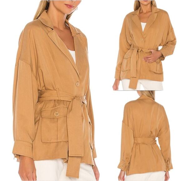 Tularosa Jacket Winonah Belted Button Front Oversize Pockets Tencel Neutral XLs - Picture 1 of 11